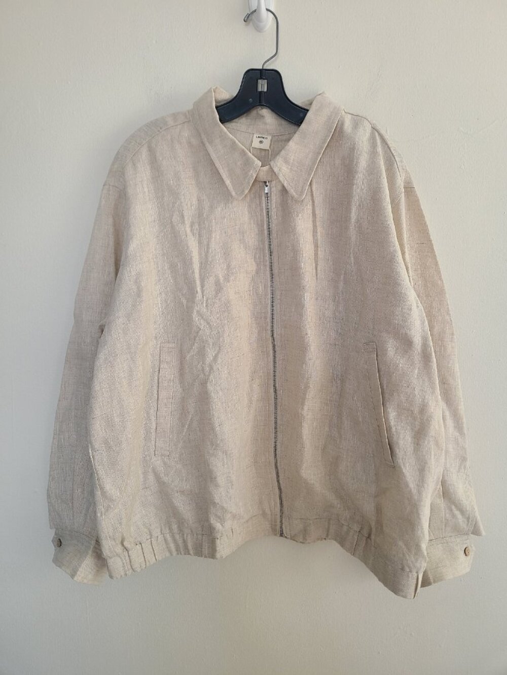NWT Jacket Zip Up 100% Linen Beige size XXL